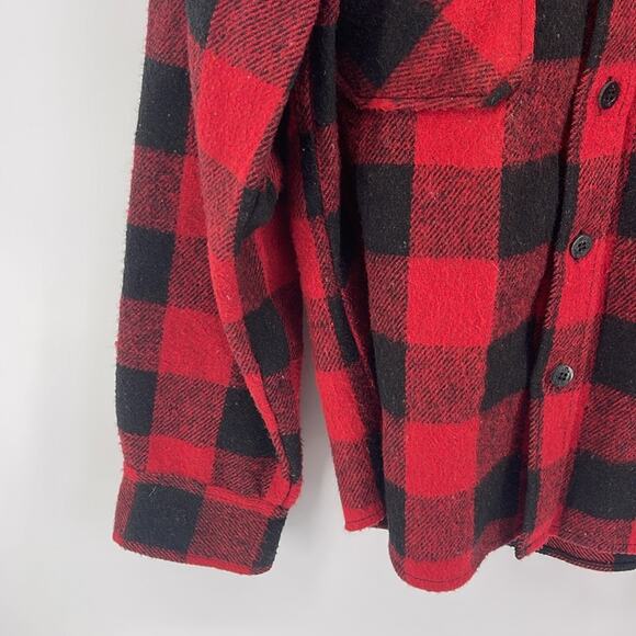 Vintage Rugged Wear wool linen blend buffalo plaid heavy weight jacket shacket M - Picture 3 of 6